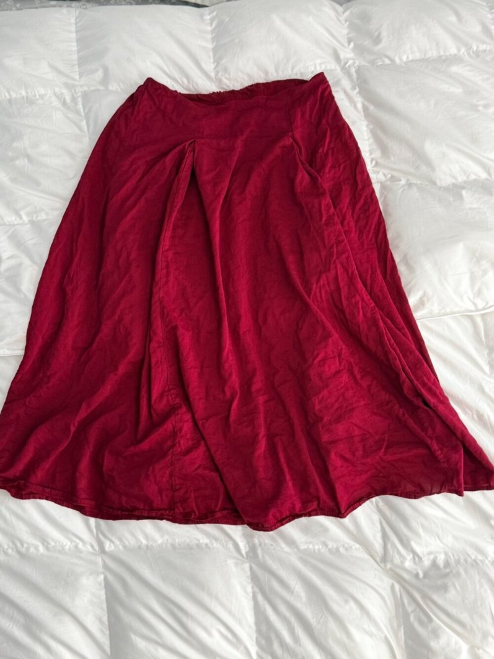 Deep Red Full Midi Skirt